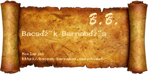 Bacsák Barnabás névjegykártya